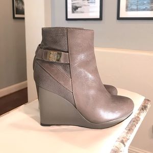 Cole Haan Martina leather wedge ankle boots grey